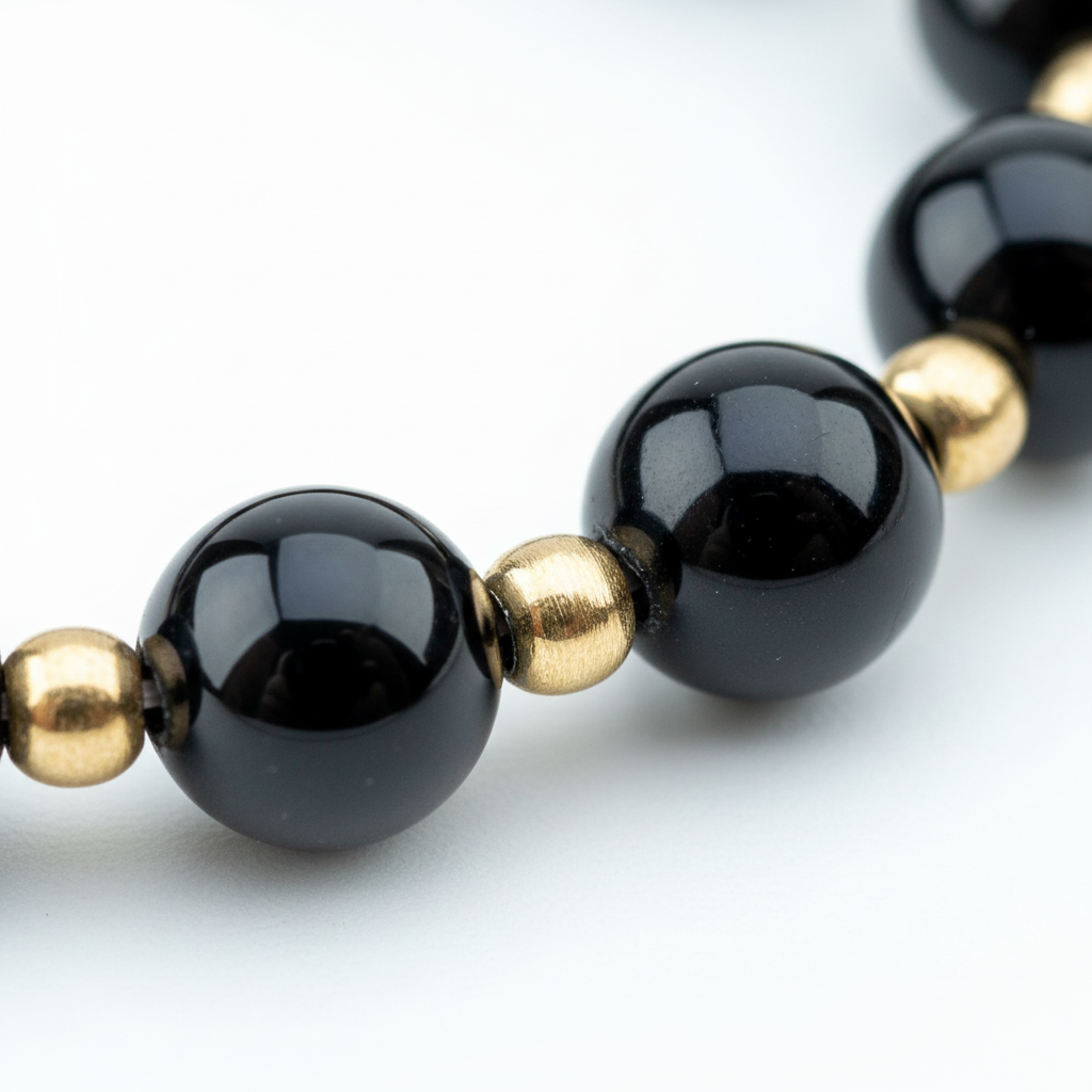 Onyx Gold Beads Bracelet