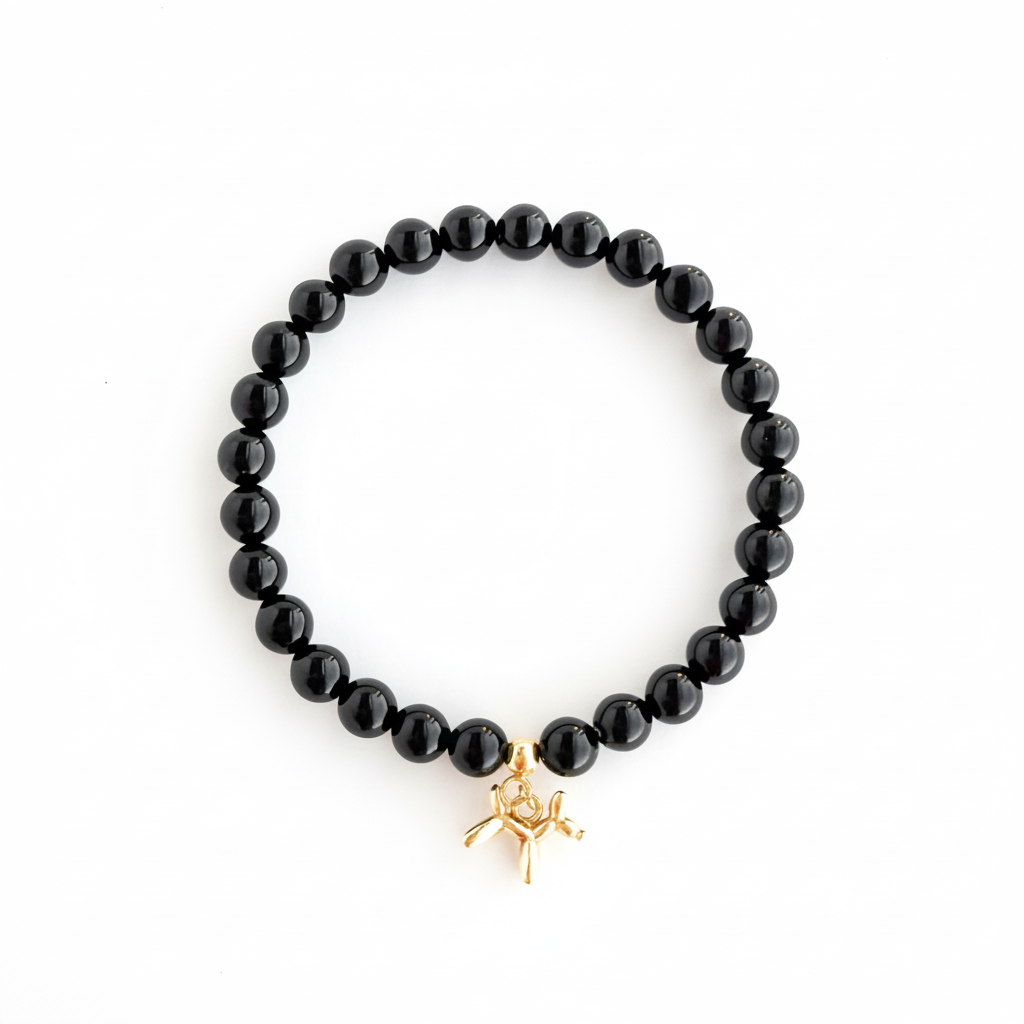 Onyx Bracelet with Balloon Dog Charm