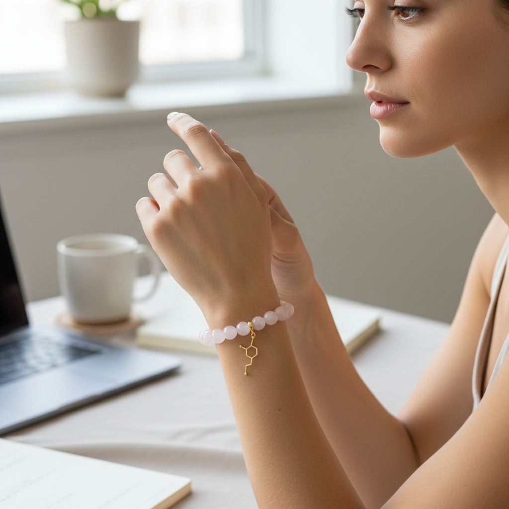 Rose Quartz Dopamine charm Bracelet