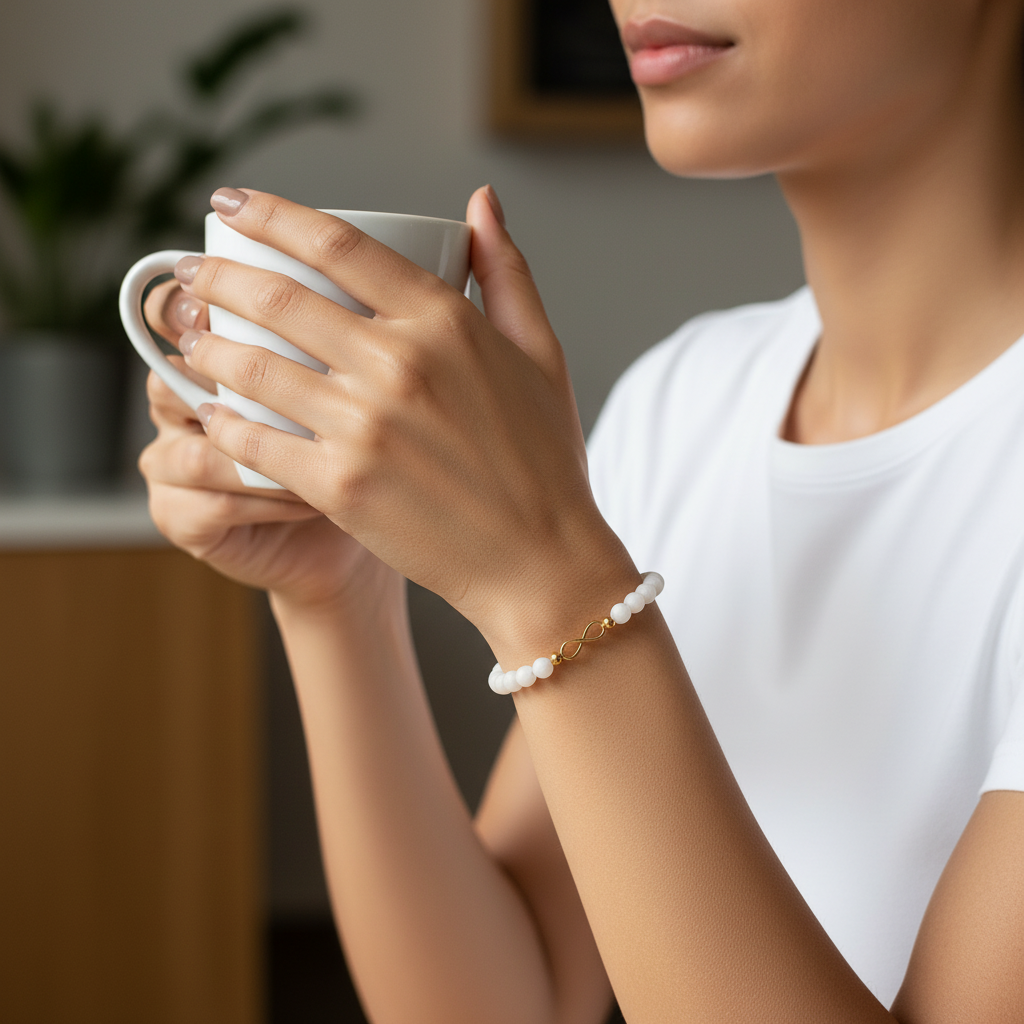 Pink Agate Infinity Bracelet