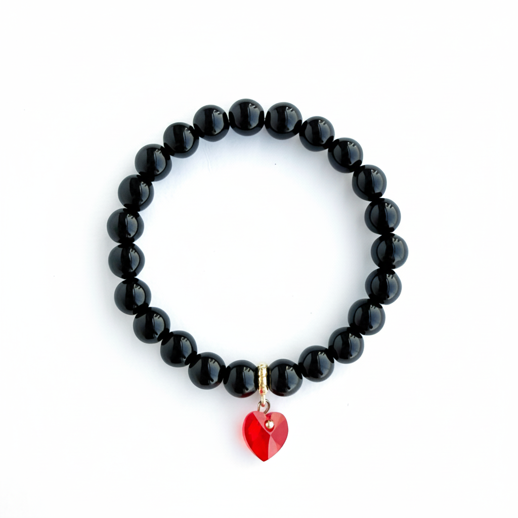 Onyx Bracelet with Swarovski Heart