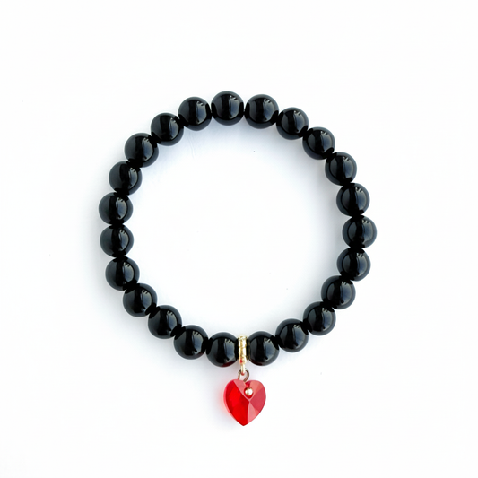 Onyx Bracelet with Swarovski Heart
