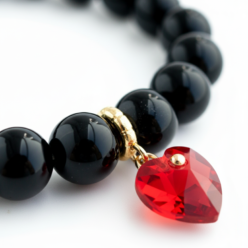 Onyx Bracelet with Swarovski Heart