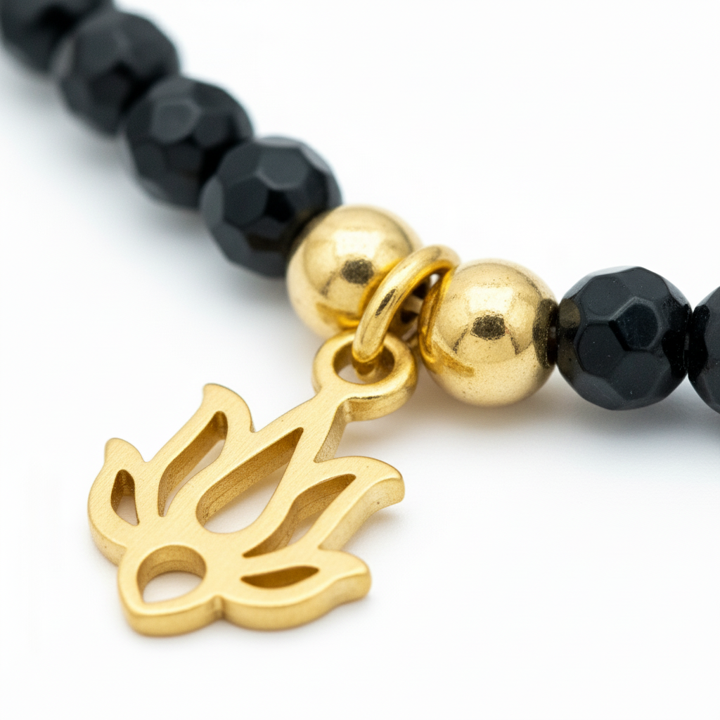 Onyx Lotus Bracelet