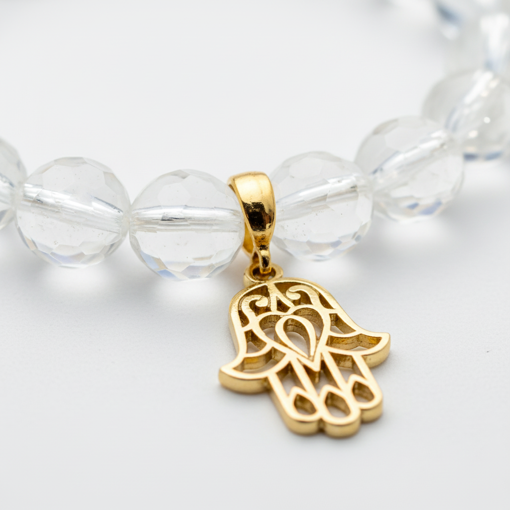 Clear Quartz Hamsa Bracelet