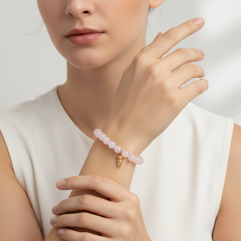 Rose Quartz Teddy Bracelet