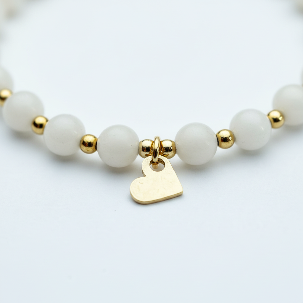 Pink Agate Heart Bracelet