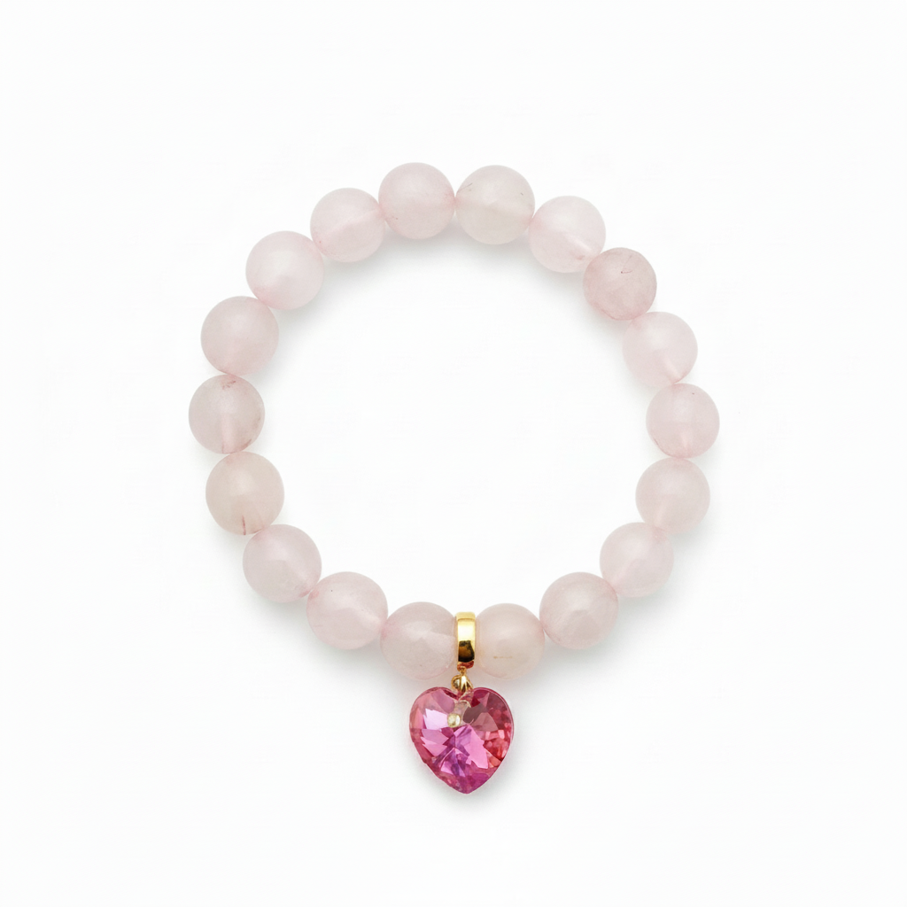 Rose Quartz Swarovski Heart Bracelet