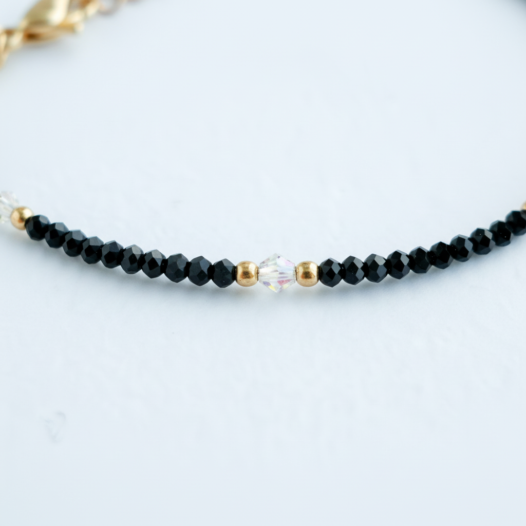 Onyx Bracelet with Swarovski Crystal