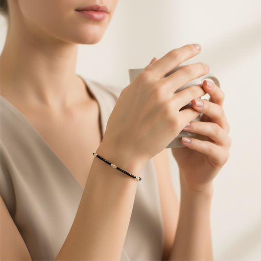 Onyx Bracelet with Swarovski Crystal