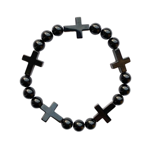 Men's Bracelet Onyx Serenity Cross Bracelet