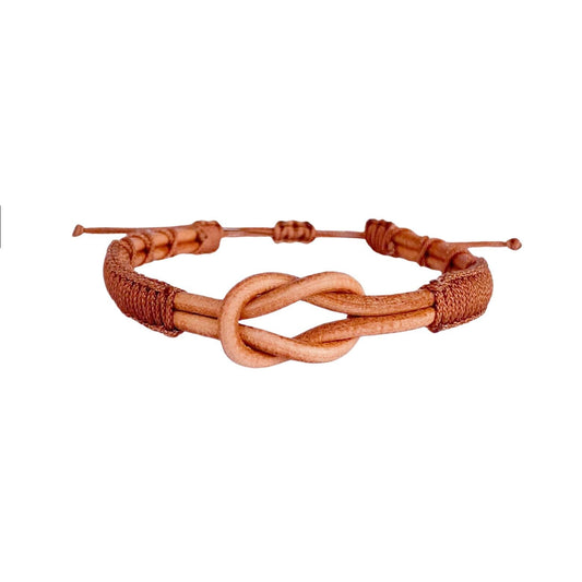 Eternal Knot Brown Leather Bracelet – Brown Threa
