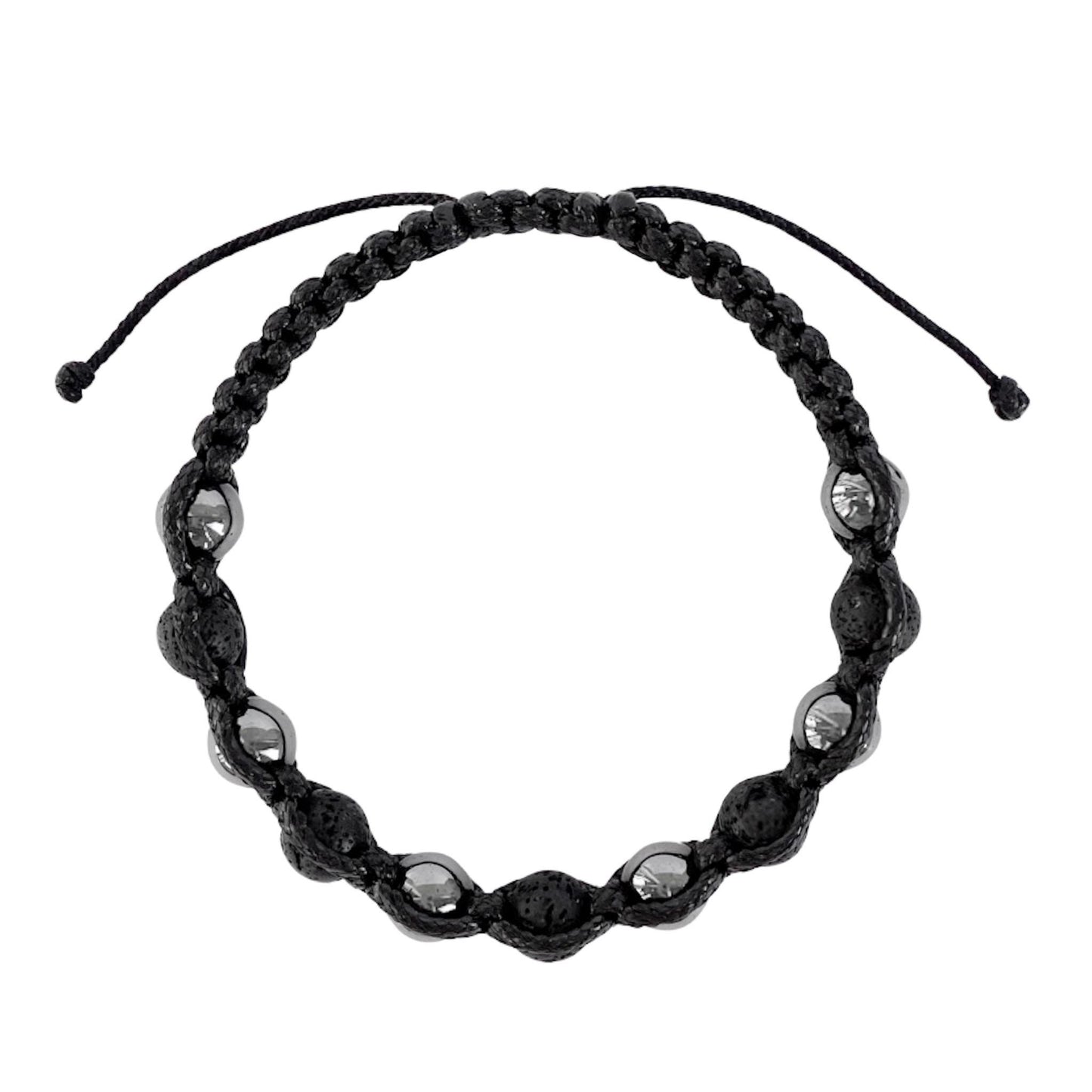 Men’s Braided Bracelet with Hematite & Lava Stone – Strength and Protection