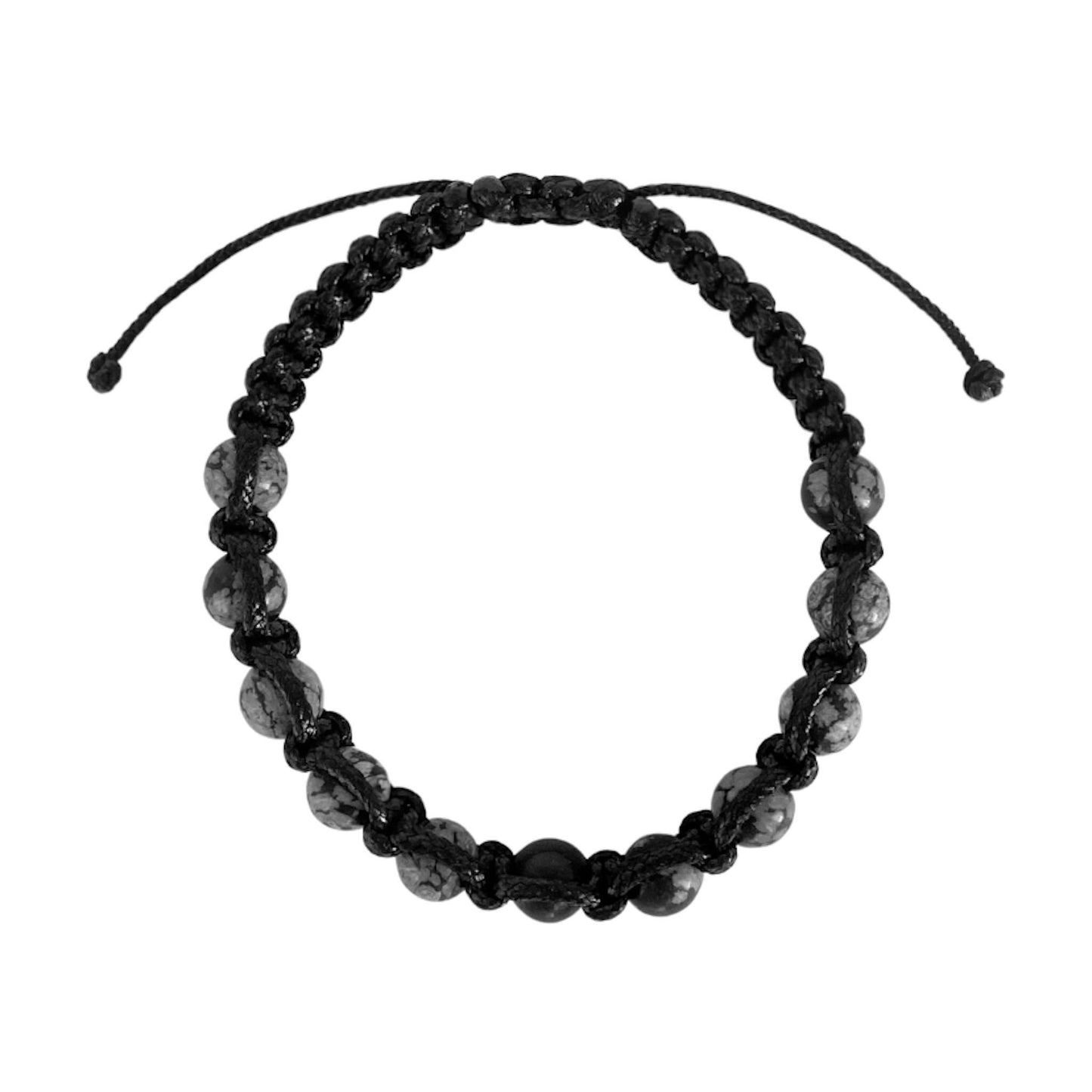 Men's Braided Bracelet with Snowflake Obsidian – Balance and Protection