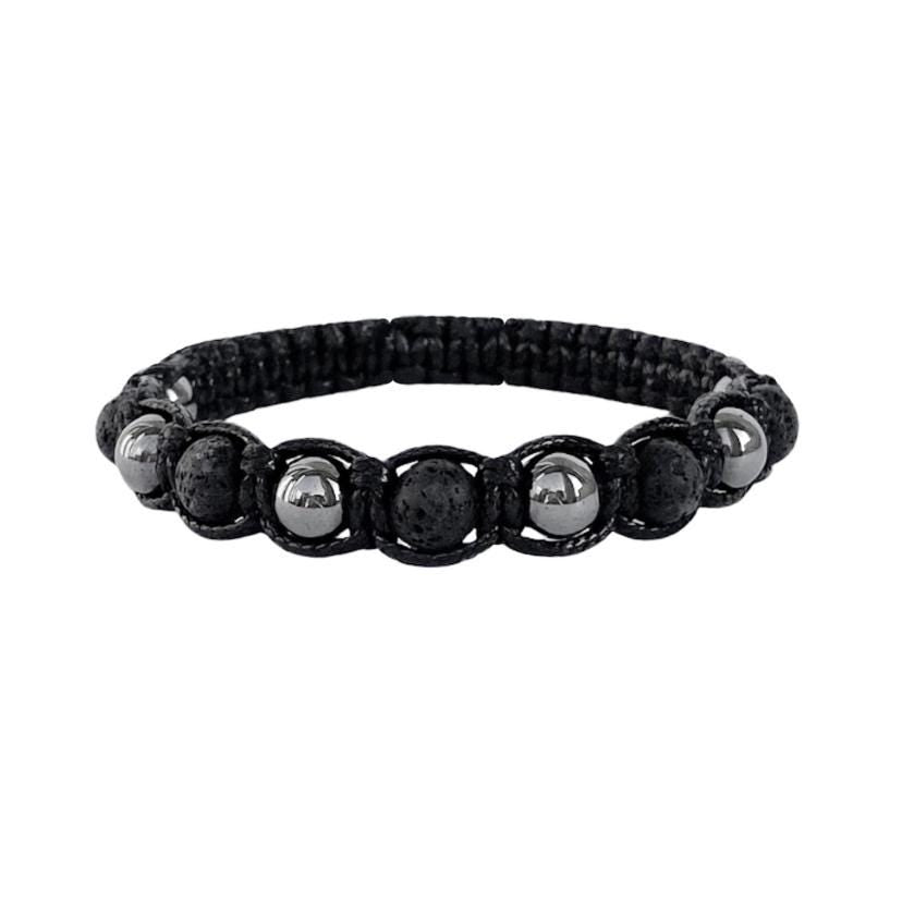 Men’s Braided Bracelet with Hematite & Lava Stone – Strength and Protection