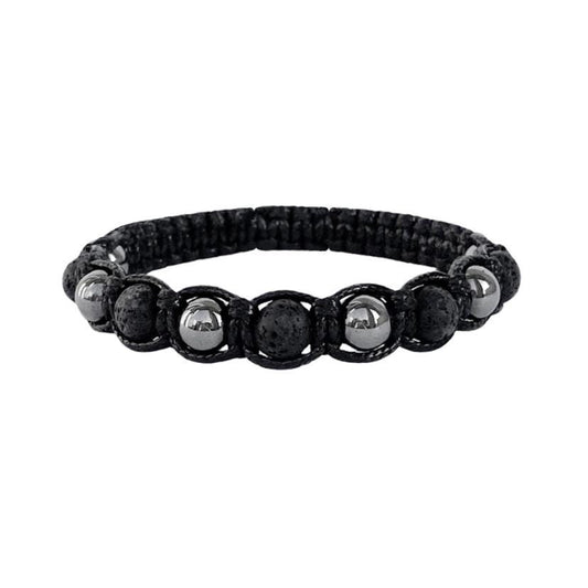 Men’s Braided Bracelet with Hematite & Lava Stone – Strength and Protection