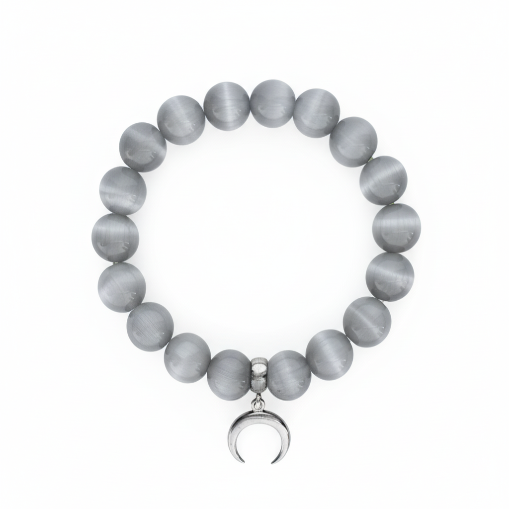 Cat’s Eye Bracelet with Silver Moon Charm